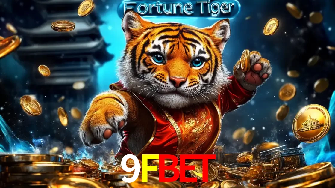 Imagem promocional do jogo de slot Fortune Tiger, com um tigre majestoso em traje tradicional cercado por uma fortuna em moedas de ouro, disponível agora no cassino 9FBET.